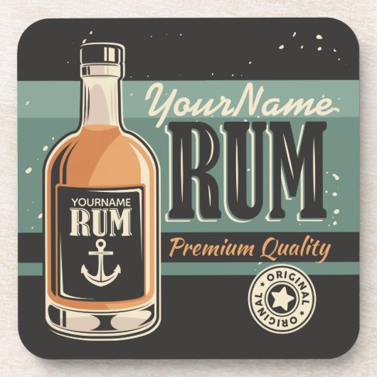 Aangepaste Sailor Rum Liquor Bottle Retro-teken Bier Onderzetter (Voorkant)