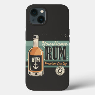 Aangepaste Sailor Rum Liquor Bottle Retro-teken iPhone 13 Hoesje