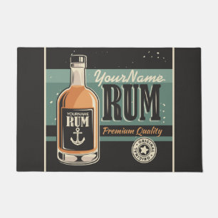 Aangepaste Sailor Rum Liquor Bottle Retro-teken Deurmat