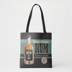Aangepaste Sailor Rum Liquor Bottle Retro-teken Draagtas