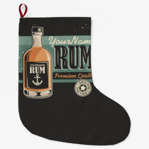 Aangepaste Sailor Rum Liquor Bottle Retro-teken Grote Kerstsok