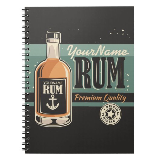 Aangepaste Sailor Rum Liquor Bottle Retro-teken Notitieboek (Voorkant)