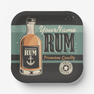 Aangepaste Sailor Rum Liquor Bottle Retro-teken Papieren Bordje