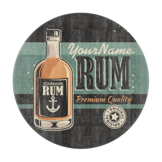 Aangepaste Sailor Rum Liquor Bottle Retro-teken Snijplank (Voorkant)