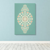 Aangepaste Salie & Zand Retro Siermandala Canvas Afdruk (Insitu (Houten vloer))