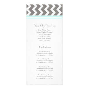 Aangepaste Salon Rack Cards Aqua Gray Chevron Reclamekaart