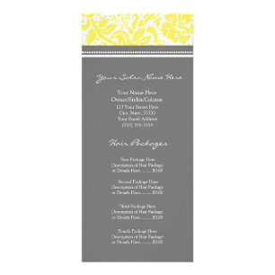 Aangepaste Salon Rack Cards Geel Grijze Damask Reclamekaart