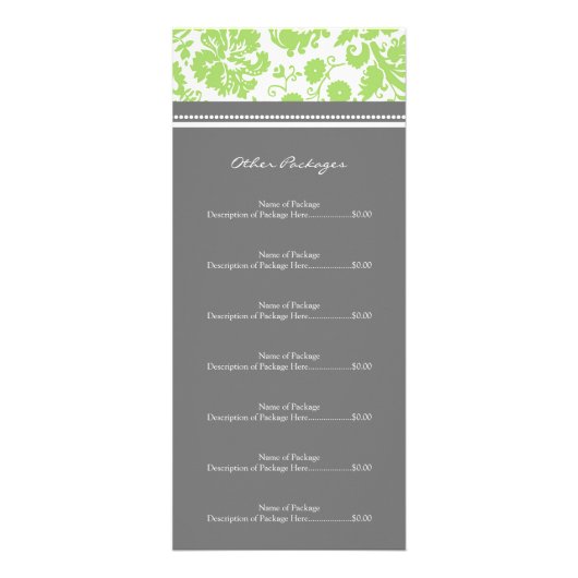 Aangepaste Salon Rack Kaarten Limoen Grijs Damask (Achterkant)