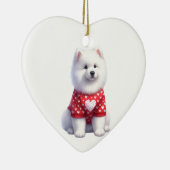 Aangepaste Samoyed Dog Valentijn Keramisch Ornament (Rechts)