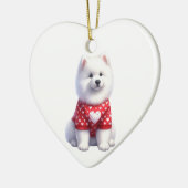 Aangepaste Samoyed Dog Valentijn Keramisch Ornament (Links)