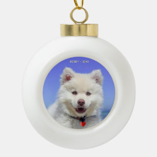 Aangepaste Samoyed-hond foto Keramische Bal Ornament
