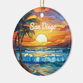 Aangepaste San Diego Faux Glas in lood Keramisch Ornament (Links)