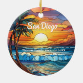Aangepaste San Diego Faux Glas in lood Keramisch Ornament (Achterkant)
