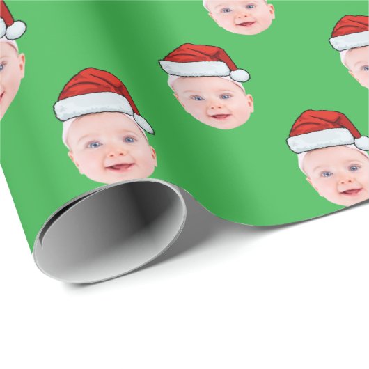 Aangepaste Santa Claus Gift Wrap, Gezicht Cadeaupapier (Rol Hoek)