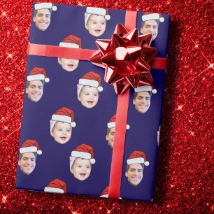 Aangepaste Santa Hat Face Cadeaupapier