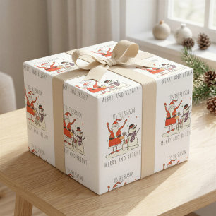 Aangepaste Santa Snowman rendier vrolijk en helder Cadeaupapier