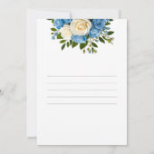 Aangepaste Save the Date met blauwe en witte rozen (Achterkant)