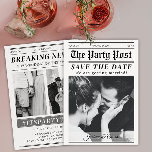 Aangepaste Save the Date Newspaper Magazine Hoesje Kaart