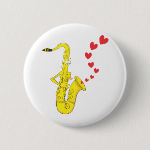 Aangepaste saxophone serenading Love Ronde Button 5,7 Cm