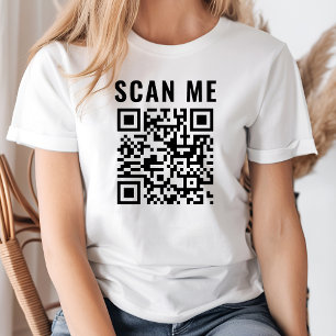 Aangepaste scan QR-code scanbare webadres of link T-shirt