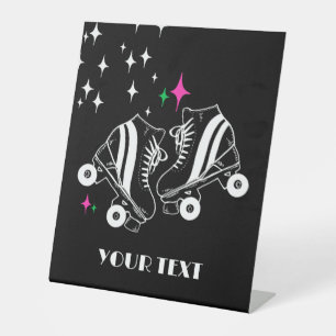 Aangepaste Schaatsen met rolschaatsen Zwarte Disco Reclamebord Met Voetstuk