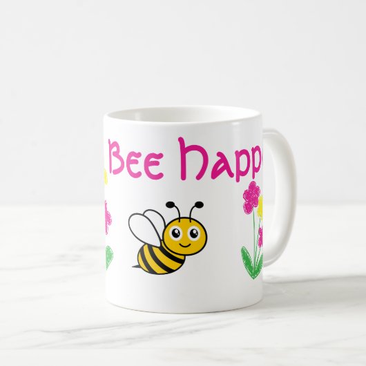 Aangepaste schattige bij gelukkig koffiemok (Voorkant rechts)