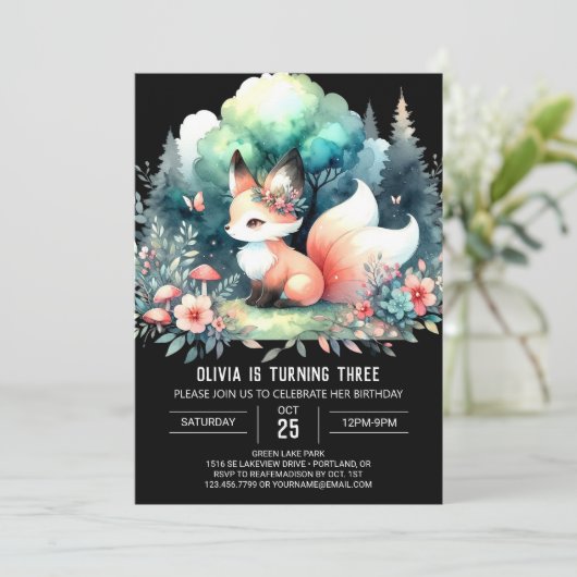 Aangepaste Schattige Fox Verjaardag digitaal Kaart (Staand voorkant)