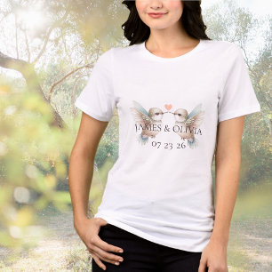 Aangepaste Schattige Hummingbird Heart Wedding Tri-Blend Shirt
