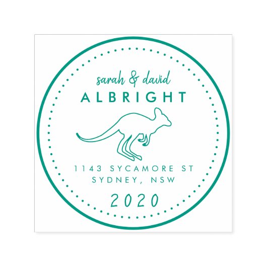 Aangepaste schattige kangoeroe lijn tekening retou zelfinktende stempel (Design)