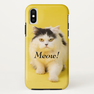 Aangepaste, Schattige klevende kat Meow geel iPhone XS Hoesje