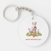 Aangepaste Schattige konijntje Moeder sleutelhange Sleutelhanger (Voorkant)