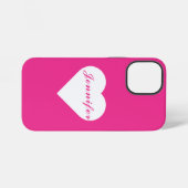 Aangepaste schattige liefde roze wit minimalistisc iPhone hoesje (Achterkant horizontaal)