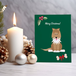 Aangepaste Schattige Meisjes Collie Feestdagenkaart