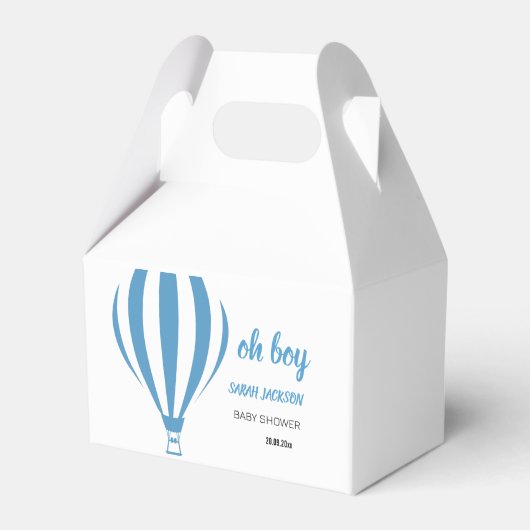 Aangepaste Schattige Oh Boy Hete Luchtballon Baby  Bedankdoosjes (Voorkant Zijde)