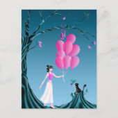 Aangepaste Schattigee Ballerina en Cat Night Sky B Briefkaart (Voorkant)