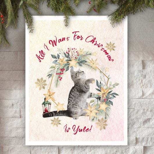 Aangepaste Schattigee Cat Foliage Funny Christmas  Poster