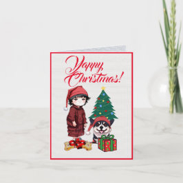 Aangepaste Schattigee Corgi hond met kleine meisje Kaart