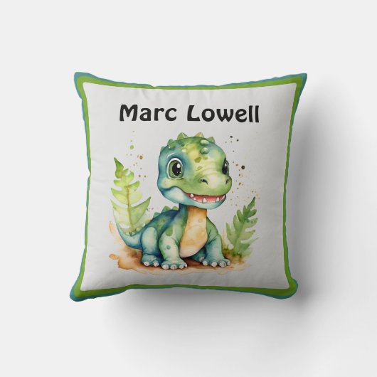 Aangepaste Schattigee Dinosaurus met Naam Sierkuss Kussen (Achterkant)