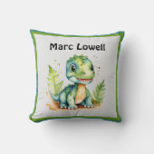 Aangepaste Schattigee Dinosaurus met Naam Sierkuss Kussen (Voorkant)