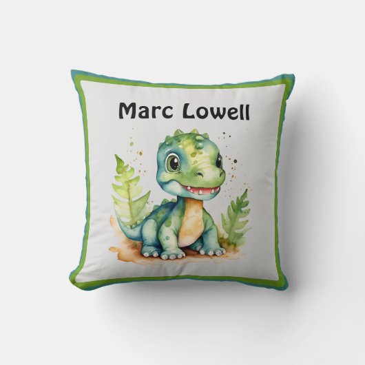 Aangepaste Schattigee Dinosaurus met Naam Sierkuss Kussen (Voorkant)