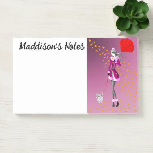 Aangepaste Schattigee Dog Walker Herfstbladeren Ro Post-it® Notes