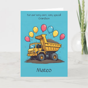 Aangepaste Schattigee Dump Truck Kleinzoon Verjaar Aankondiging