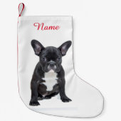 Aangepaste Schattigee Franse Bulldog Puppy Kleine Kerstsok (Voorkant)