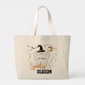 Aangepaste Schattigee Ghost Spooky Seizoen Grote Tote Bag (Achterkant)
