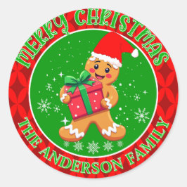Aangepaste Schattigee Gingerbread Man Vrolijk Kers Ronde Sticker
