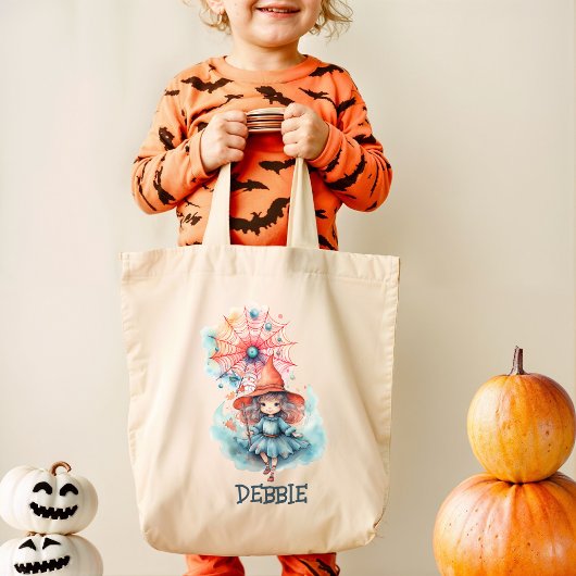 Aangepaste Schattigee Girly Pink Witch Waterverf H Tote Bag