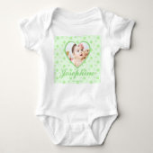 Aangepaste Schattigee Groene Baby Naam Foto Romper (Voorkant)