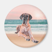 Aangepaste Schattigee Grote Deen Hond Zittend op h Magneet (Voorkant)