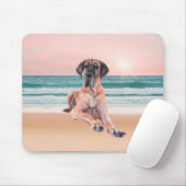 Aangepaste Schattigee Grote Deen Hond Zittend op h Muismat (Met muis)