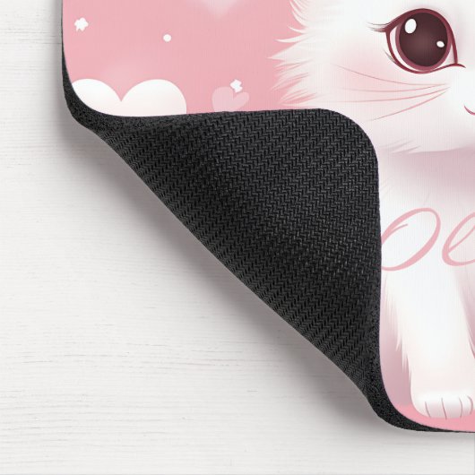 Aangepaste Schattigee Kitten Valentijnsdag Wit Roz Muismat (Hoek)